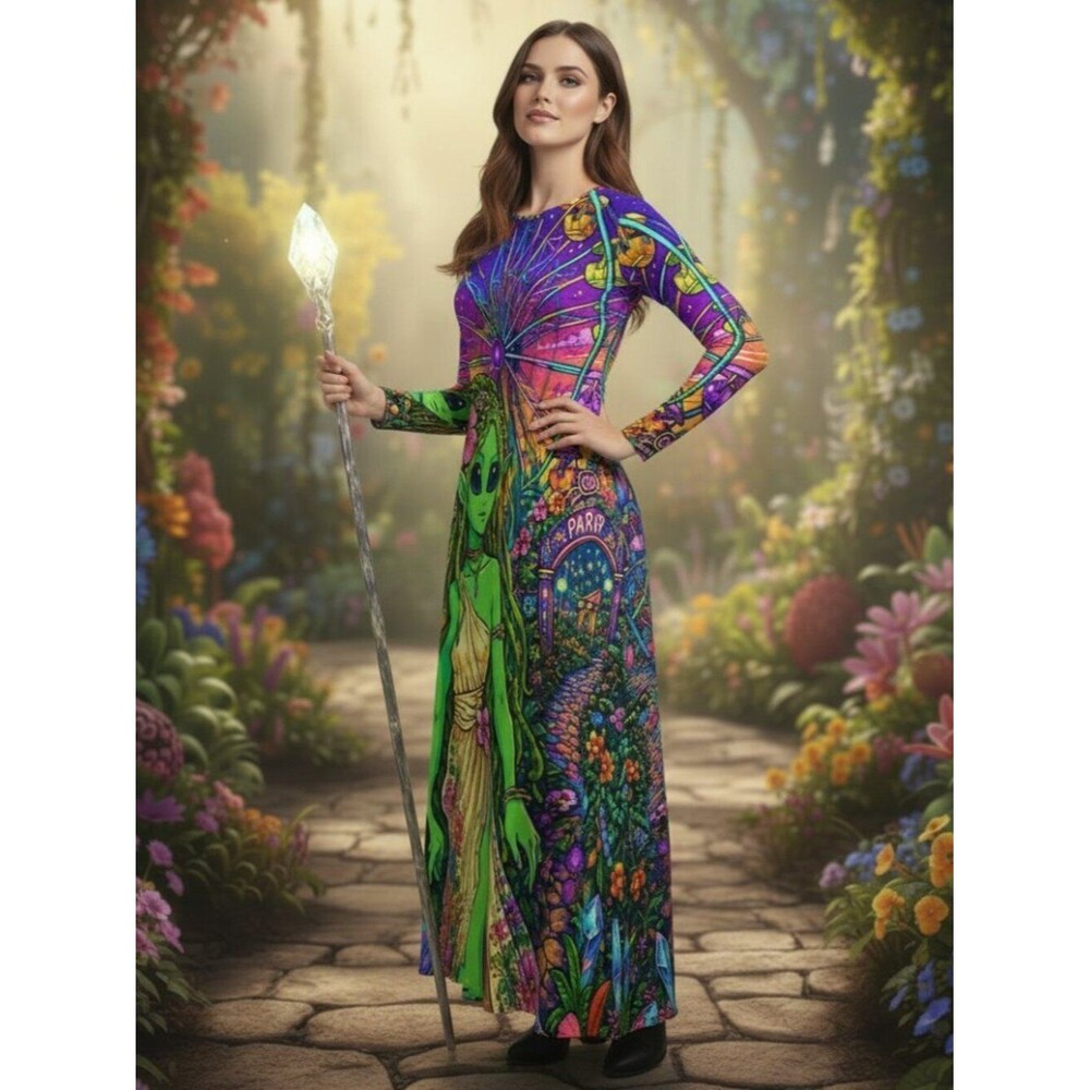 Cosmic Paradise Garden | Alien Goddess Fantasy Art Liliana Maxi Dress